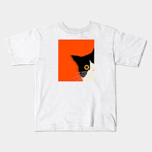 Maine Coon Black White Cat Illustration Kids T-Shirt